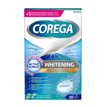 Corega Whitening Antibakteriální tablety 30ks