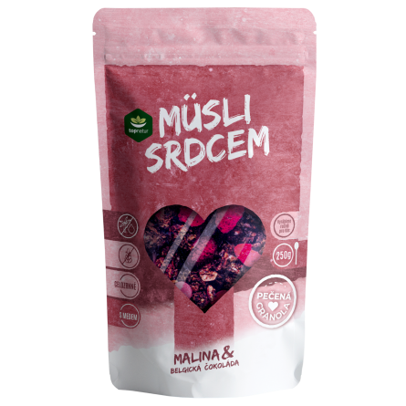 TOPNATUR Müsli srdcem malina a belgická čokoláda 250 g