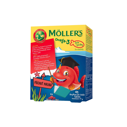 MÖLLER´S Omega 3 želé rybičky příchuť malina 45 ks