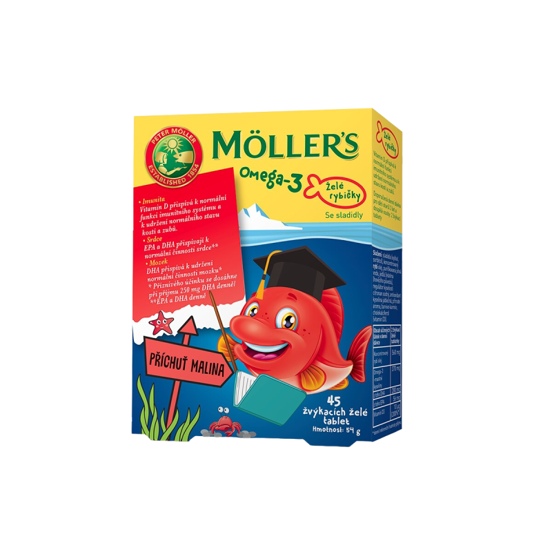 MÖLLER´S Omega 3 želé rybičky příchuť malina 45 ks