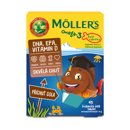 MÖLLER´S Omega 3 želé rybičky příchuť Cola 45 ks