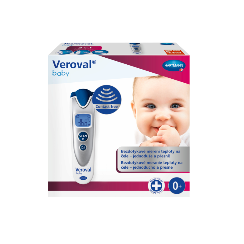 VEROVAL Baby bezdotykový infračervený teploměr stříbrný