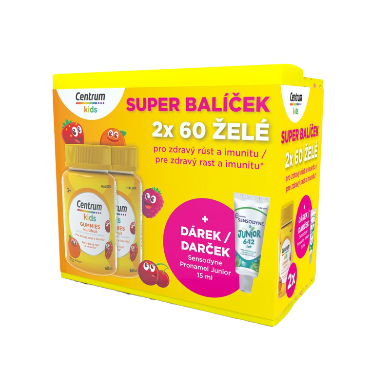 CENTRUM Kids Gummies multifruit želé 2x60 ks +dárek