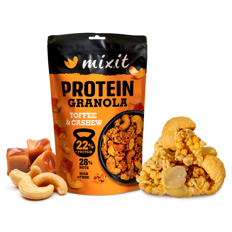 MIXIT Proteinová granola z pece - Toffee & kešu 350 g