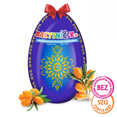 RAKYTNÍČEK+ želatinky s rakytníkem MODRÉ VEJCE 2026 50 ks