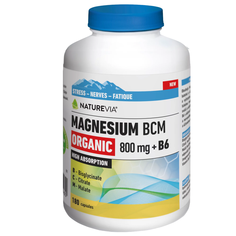 NATUREVIA Magnesium Organic BCM 800 mg + B6 180 kapslí