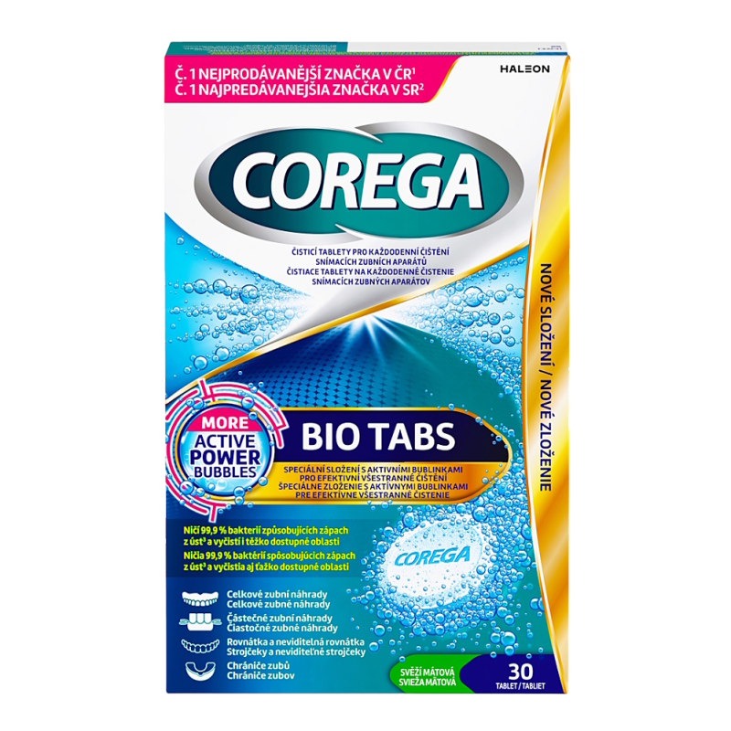 Corega BIO tabs Antibakteriální čisticí tablety 30 ks