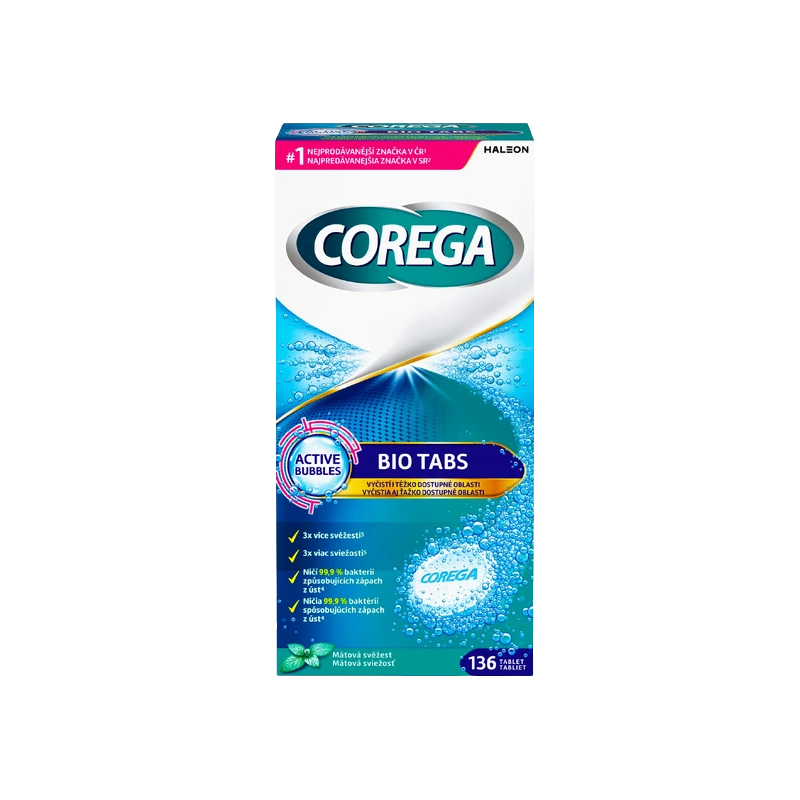 Corega BIO Antibakteriální tablety 136ks