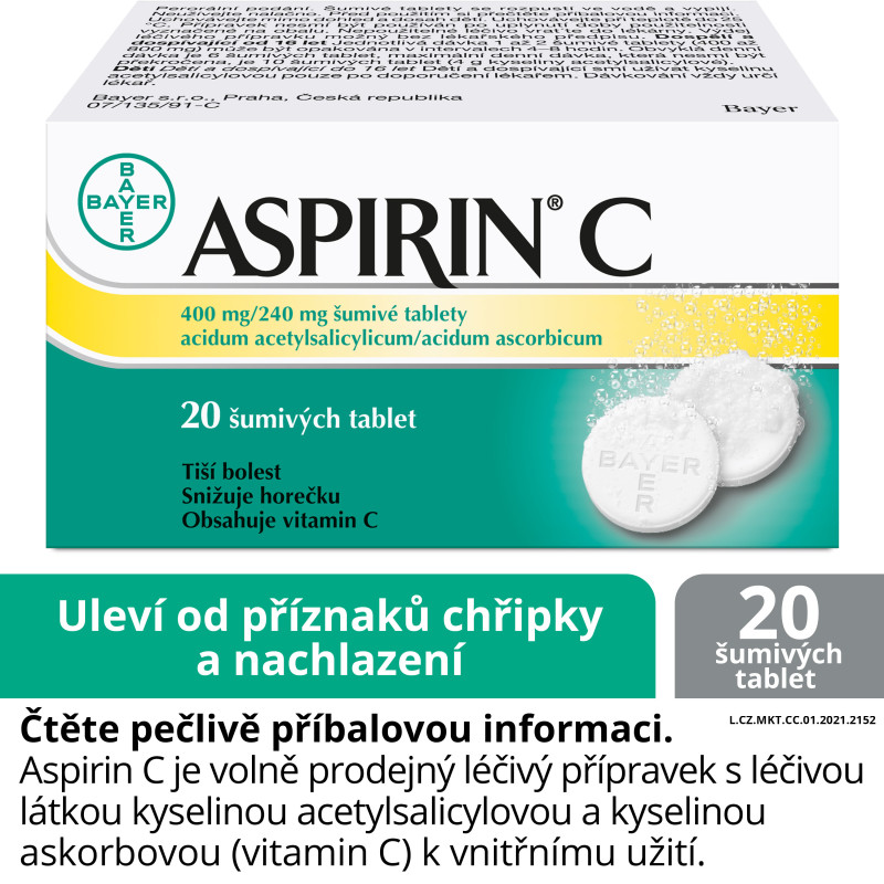 ASPIRIN C 400 mg/240 mg 20 šumivých tablet ASPIRIN C 400 mg/240 mg 20 šumivých tablet