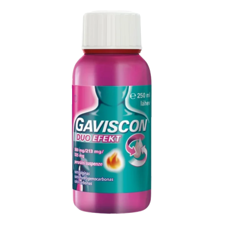 GAVISCON Duo Efekt 500mg/213mg/325mg perorální suspenze 250 ml