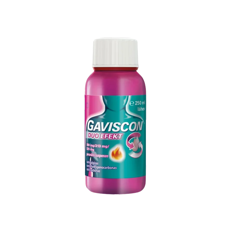 GAVISCON Duo Efekt 500mg/213mg/325mg perorální suspenze 250 ml