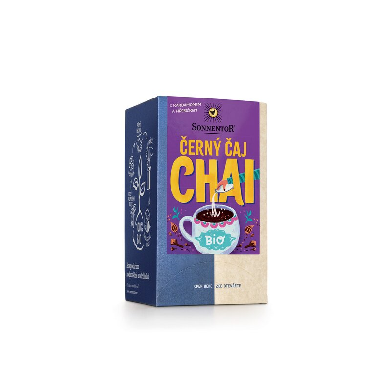 SONNENTOR Chai černý čaj Bio 18 nálevových sáčků SONNENTOR Chai černý čaj Bio 18 nálevových sáčků