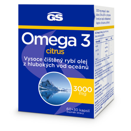 GS Omega 3 citrus + D3 60+30 kapslí