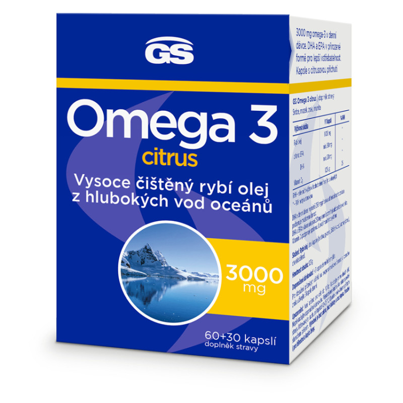 GS Omega 3 citrus + D3 60+30 kapslí